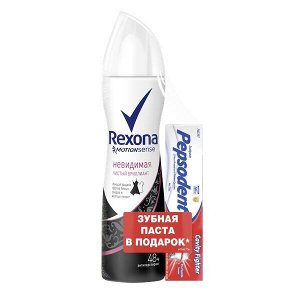 Спайка Rexona Motionsense Антиперспирант аэрозоль Невидимая чистый бриллиант 150 мл+ зубная паста Pepsodent 25мл