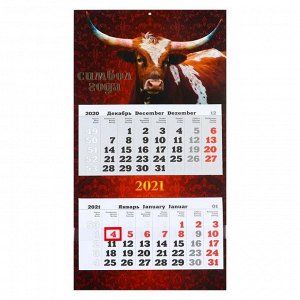 Календарь квартальный ПРЕМИУМ  на единой подложке "Символ года 2021"