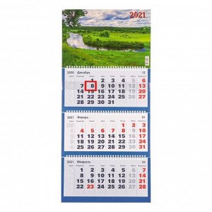 Календари квартальные трио "Природа, 2021 - 7" 31 х 69 см
