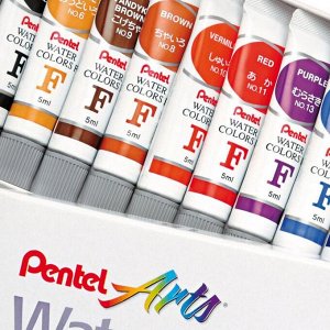 Акварель художественная набор в тубе 18 цветов по 5мл Pentel Water Colours