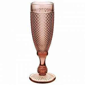 "Бордо" Бокал стеклянный 200мл, д5,7см, h20см, для шампанского, набор 6шт, цветное стекло, в подарочной коробке (Китай)