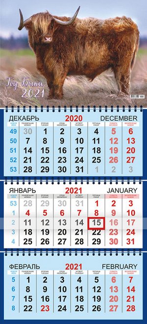 Квартальный календарь на 2021 год "Символ года - Бык"