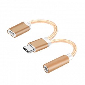 Кабель Type C (Usb C) - 3.5 jack + Type C (Usb C). Переходник для подключения наушников к телефону Android