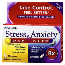Добавка от стресса и тревожности день/ночь Stress & Anxiety day+nite Natrol 30+30 таб.