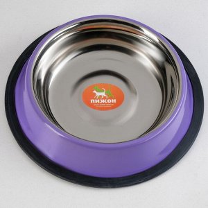 Миска для кошек Пижон, с нескользящим основанием, фиолетовая, 470 мл