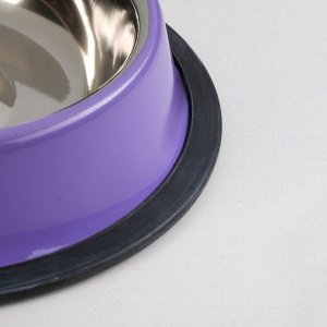 Миска для кошек Пижон, с нескользящим основанием, фиолетовая, 470 мл