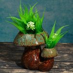 Кашпо фигурное &quot;Грибочки&quot;, коричневое 19*15,5*15см