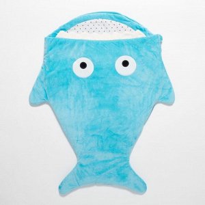 Одеяло (конверт) для детей Крошка Я  "Акула" цв.голубой, 48*83 см, чехол п/э, подклад хл.