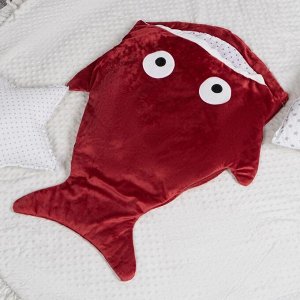 Одеяло (конверт) для детей Крошка Я  "Акула" цв.красный, 48*83 см, чехол п/э, подклад хл.