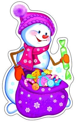 ФМ-9146 Плакат вырубной А4. Снеговик с подарками (с блестками в лаке)