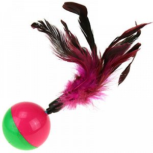 Игрушка для кошки "Мячик неваляшка с перьями" д5см (Китай)