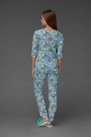 Женская пижама ЖП 044 "Ж" (Принт авокадо на голубом)