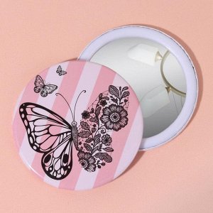 Зеркало «Бабочка», цвет белый/розовый