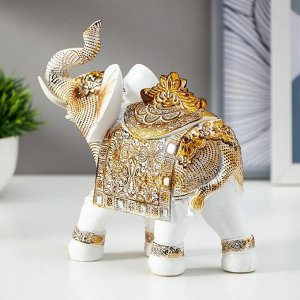 Сувенир полистоун шкатулка "Белый слон с попоной из арабского ковра" 17.5х17.5х6.3 см