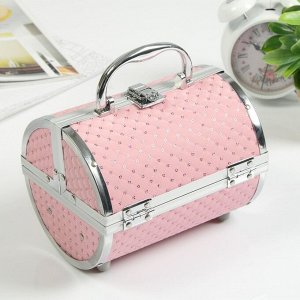 Шкатулка металлокаркас чемодан "Тубус нежно-розовый с пайетками" 15х19х16 см