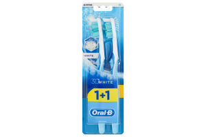ORAL_B Зубная щетка 3D White Отбеливание 40 средняя 1шт + 1шт бесплатно