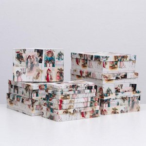 Набор коробок 10 в 1 "Новогодние открытки", 36,5 х 26,5 х 12 - 23 х 13 х 3 см