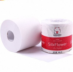 Бумага туалетная "INSHIRO" SilkFlower 3-х сл.1шт/25 метров с тиснением