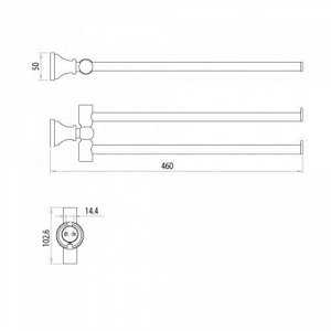 LM8101C Аксессуары для ванной, держатель для полотенец поворотный двойной, 460мм, хром