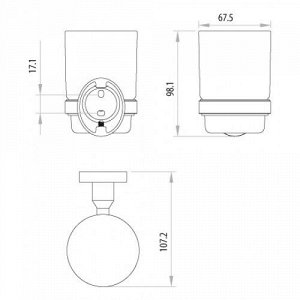 LM3236C "Атлантисс" Аксессуары для ванной, стакан стеклянный с держателем, хром