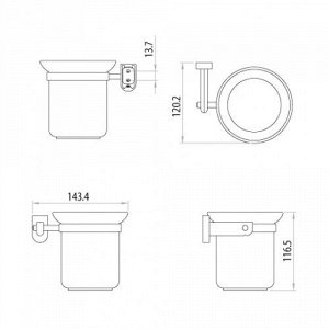 LM3137C "Омега" Аксессуары для ванной, ершик для унитаза с держателем (стакан-стекло), хром