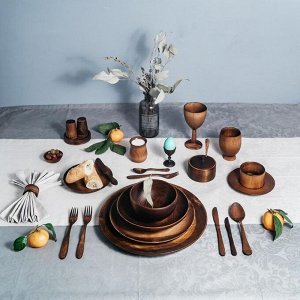 Набор посуды для сервировки стола Magistro, 27 предметов, из натурального кедра, цвет шоколадный