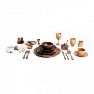 Набор посуды для сервировки стола Magistro, 27 предметов, из натурального кедра, цвет шоколадный