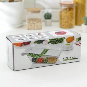 Тёрка с лотком Vegan, 6 насадок, овощечистка металлическая, цвет красный