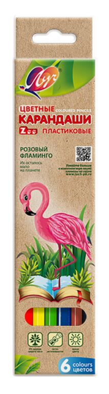 Карандаши цветные шестигранные ""ZOO"" 6 цв. (пластиковые)