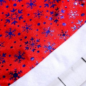 Колпак новогодний "Красный с синими снежинками" 27*40 см