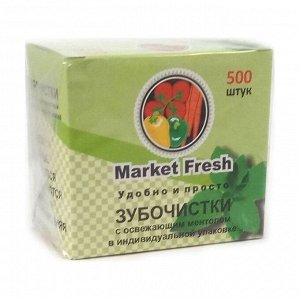 Зубочистки с ментолом, индивидуальная упаковка, коробка, Market Fresh, 500штук