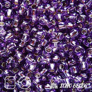 Бисер японский TOHO круглый 11/0 #2224 фиолетовый, серебряная линия внутри, 10 грамм
