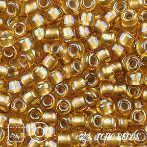 Бисер японский TOHO круглый 11/0 #0278 топаз, золотая линия внутри, 10 грамм