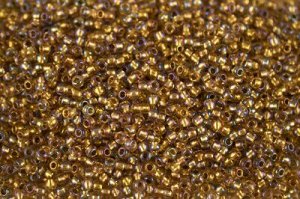Бисер японский TOHO круглый 11/0 #0268 хрусталь/золото радужный, окрашенный изнутри, 10 грамм