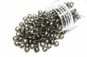 Бисер японский TOHO круглый 6/0 #0029 черный алмаз, серебряная линия внутри, 10 грамм