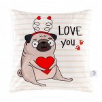 Чехол на подушку Этель &quot;Love you&quot; 40х40 см, 100% п/э, велюр