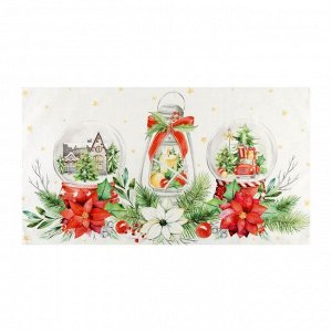 Полотенце "Этель" Christmas red flowers 40х73 см, 100% хл, саржа 190 гр/м2 5135250