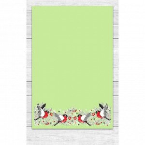 Полотенце «Снегири» 39х60 см, цвет зелёный