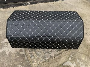 Органайзер L Большой Эко Кожа в багажник авто Черный с серой строчкой Akuma