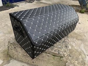 Органайзер L Большой Эко Кожа в багажник авто Черный с серой строчкой Akuma