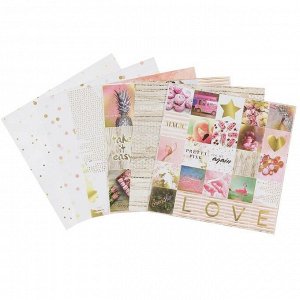 Набор бумаги для скрапбукинга (6 листов) "Pretty pink" 20х20 см