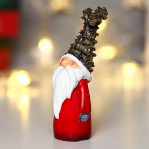 Сувенир полистоун "Дед мороз в шапке-шишке"  10,6х3,8х2,8 см