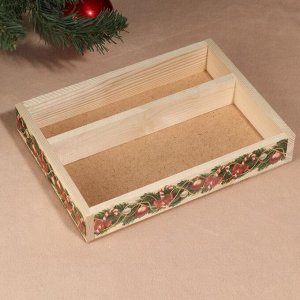 Ящик-кашпо подарочный "Новогодняя гирлянда", 2 отдела, 25,5?20?5 см