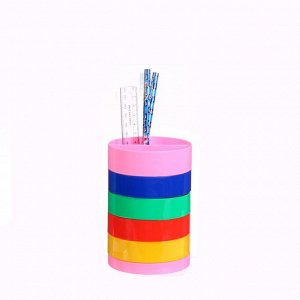 Настольный набор детский "Веер-радуга", из 5 предметов: подставка, ножницы, линейка, 2 карандаша, МИКС