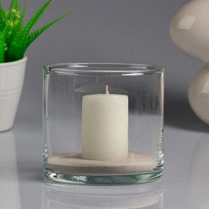 Ваза-цилиндр "Труба" с белой свечой, 10,7?10 см, 9 ч, стекло