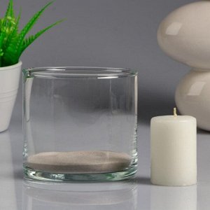 Ваза-цилиндр стеклянная "Труба" с белой свечой, 10,7?10 см