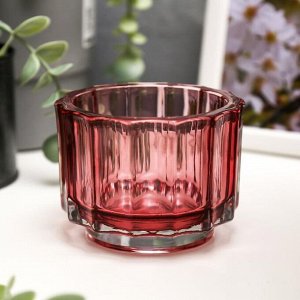 Подсвечник стекло на 1 свечу "Грани" прозрачный розовый 7х9,5х9,5 см