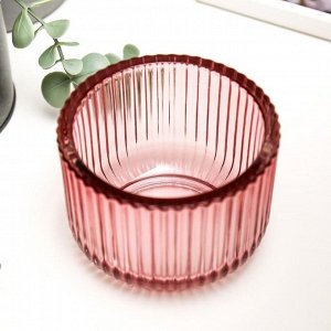 Подсвечник стекло на 1 свечу "Гофре" прозрачный розовый 7,5х10,5х10,5 см