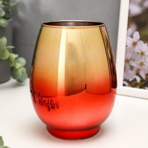 Подсвечник стекло на 1 свечу "Вытянутый бокал" красно-золотой 14,5х10,5х10,5 см