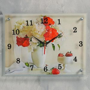 Часы-картина настенные, серия: Цветы, "Цветы в вазе", 30х40 см